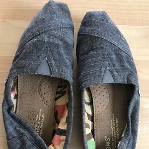 Toms blue faux-denim colored shoes
